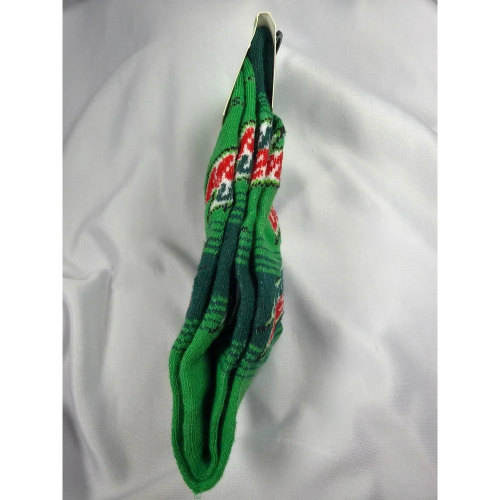 Mountain Dew Logo All Over Print Crew Socks Mens 6-12 Green‎ Polyester Novelty